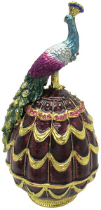 Peacock Jeweled Trinket Box Austrian Crystals