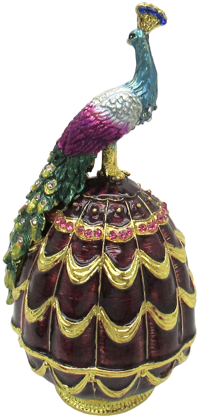 Peacock Jeweled Trinket Box Austrian Crystals