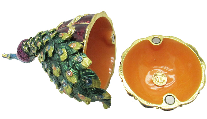 Peacock Jeweled Trinket Box Austrian Crystals