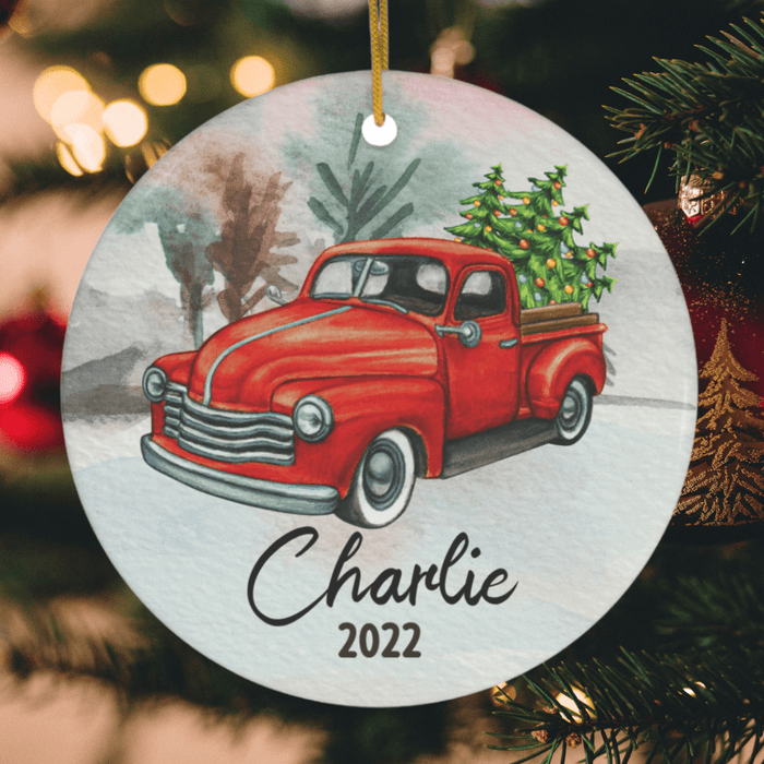 Personalized Christmas Ornament: Red Truck