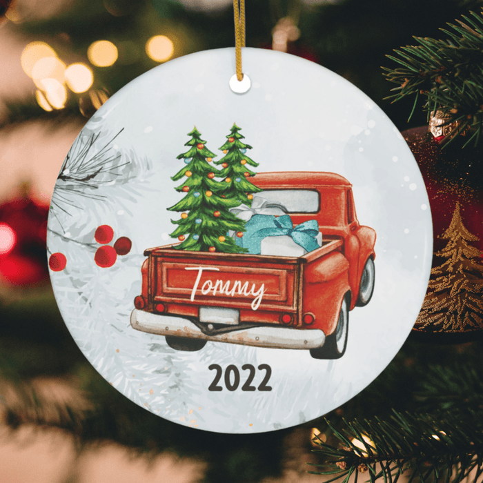 Personalized Christmas Ornament: Red Truck