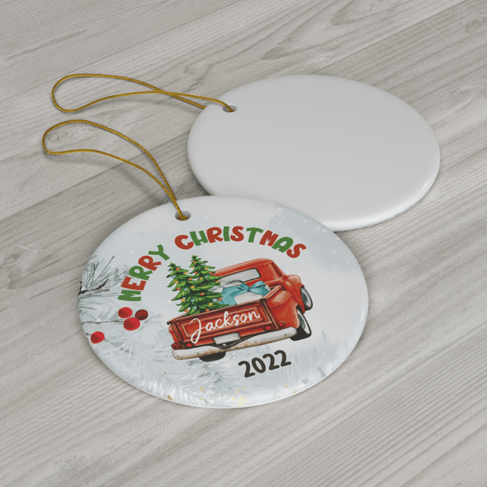 Personalized Christmas Ornament: Red Truck