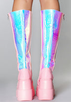 LASR Pink Poison Hi Pink Platform Boots — product view