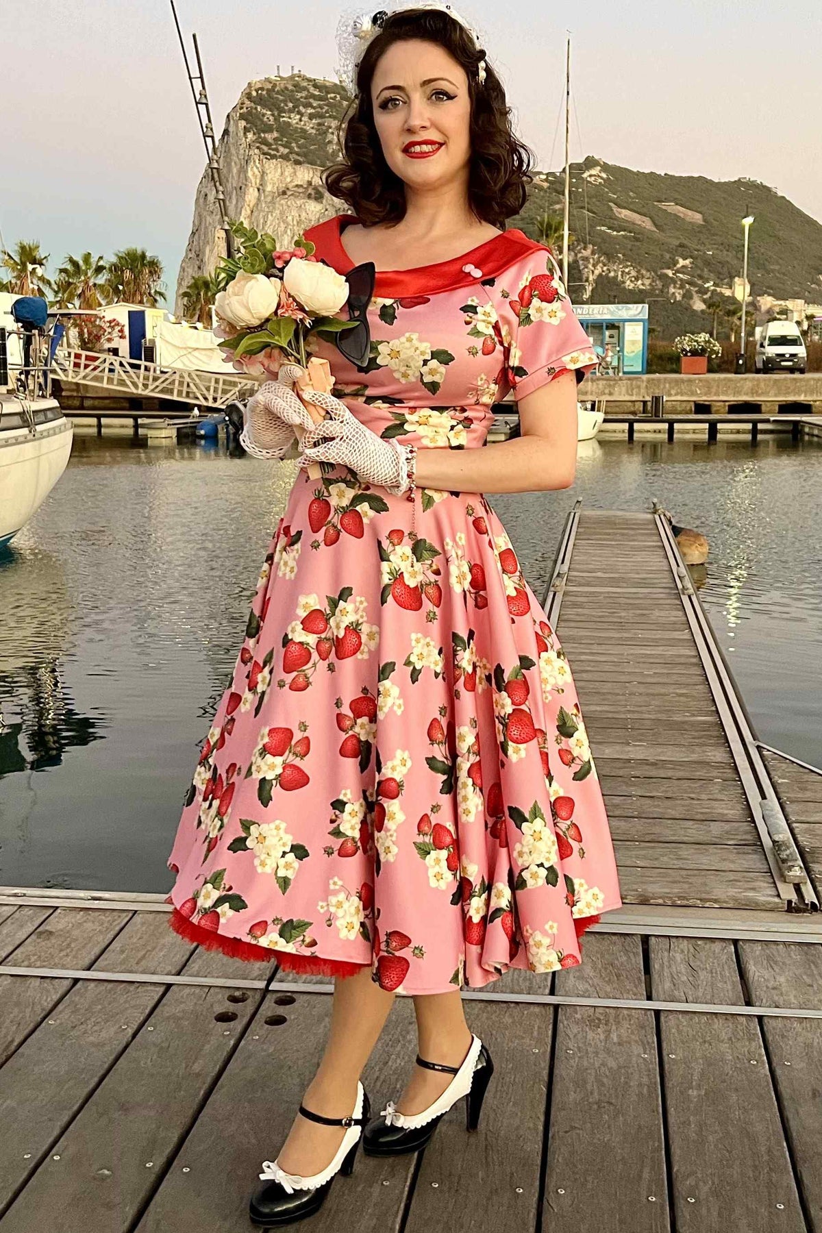 Darlene Pink Strawberry Flared Dress