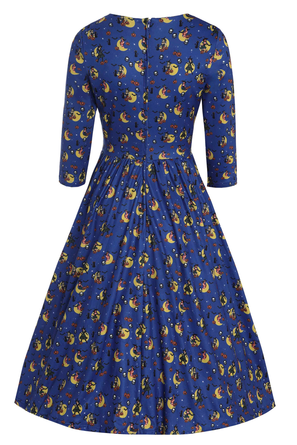 Billie Blue Pinup Witch Long Sleeved Dress