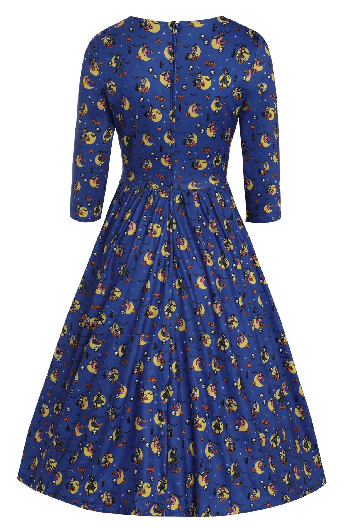 Billie Blue Pinup Witch Long Sleeved Dress