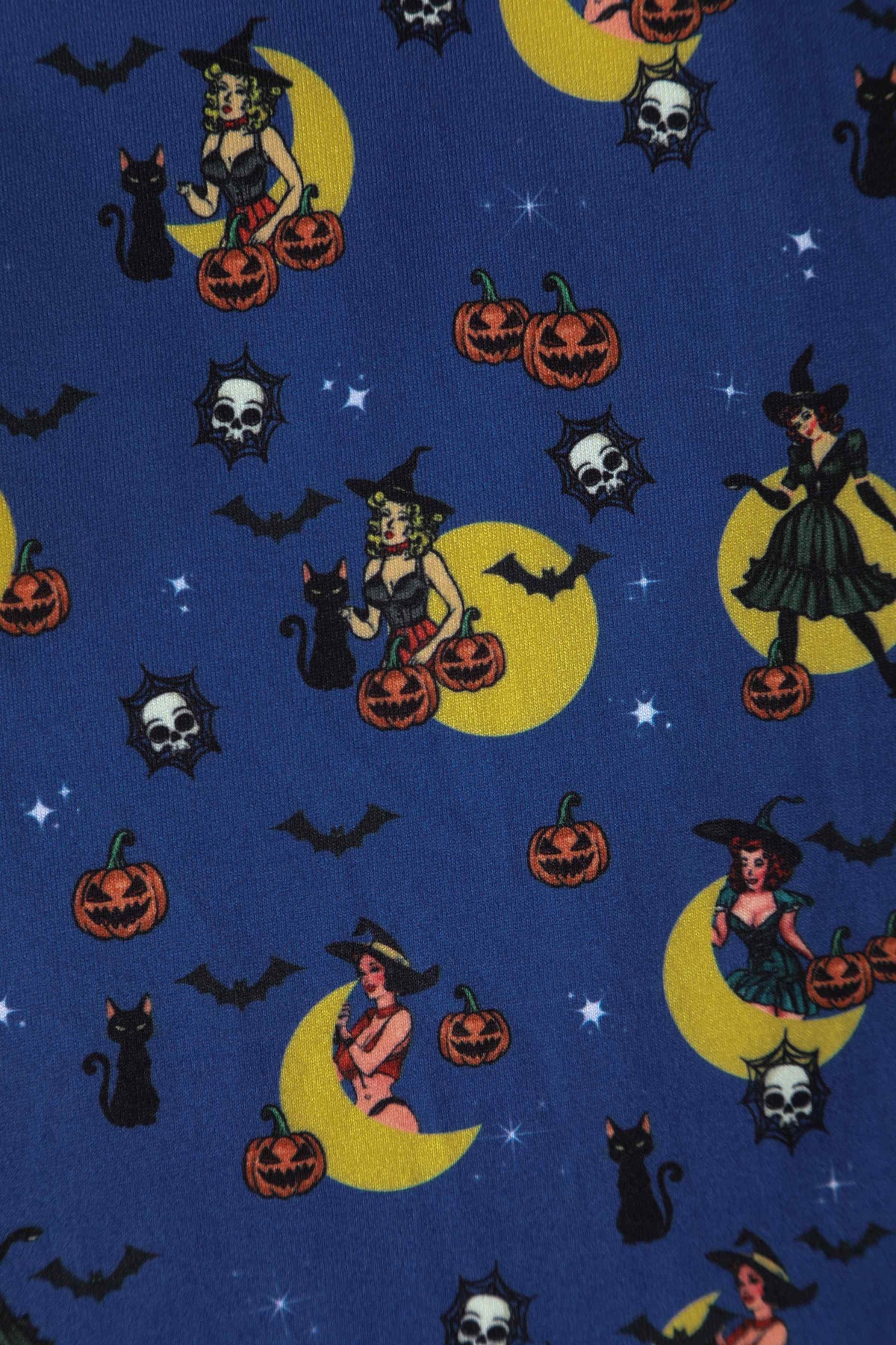 Billie Blue Pinup Witch Long Sleeved Dress