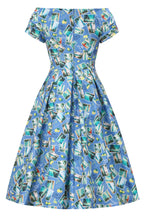Lily Postage Stamp Off Shoulder Dress In Blue