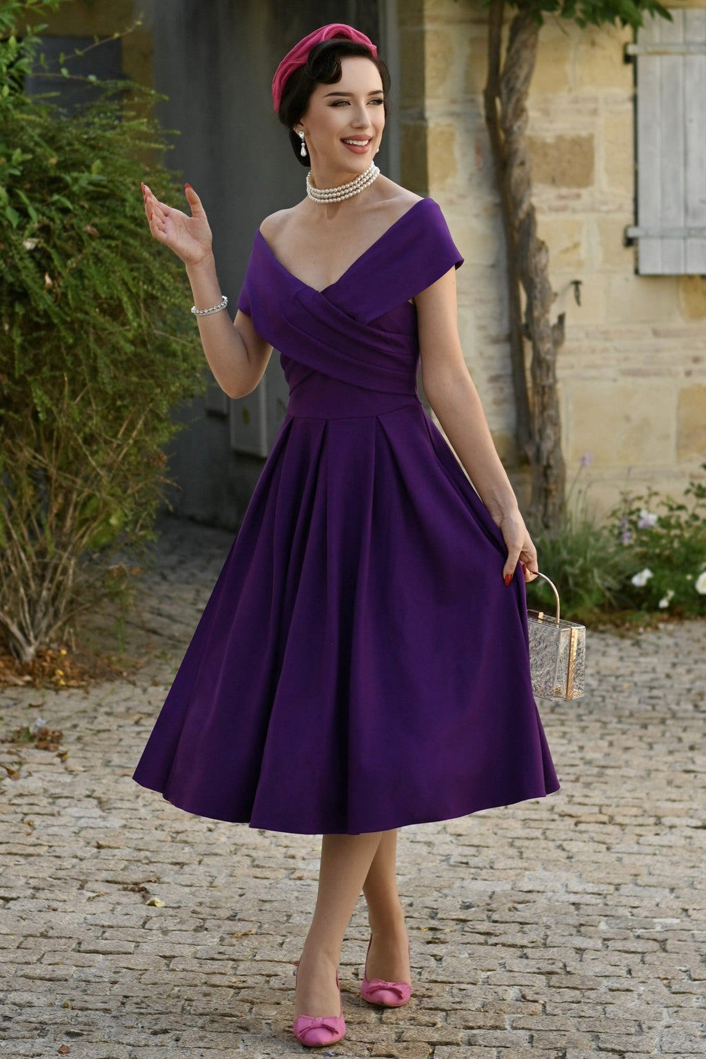 Beverly Purple Off Shoulder Dress