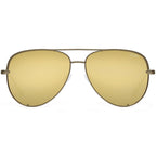 Quay Australia High Key Sunglasses in army green gold with matte aviator frame and gold mirror lens on festival sunglasses — front view