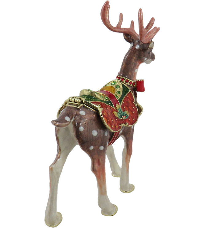 Reindeer Jeweled Trinket Box with Austrian Crystals, Large
