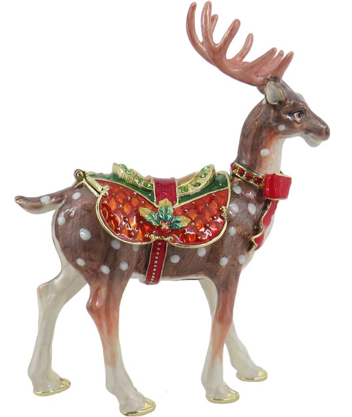 Reindeer Jeweled Trinket Box with Austrian Crystals, Large