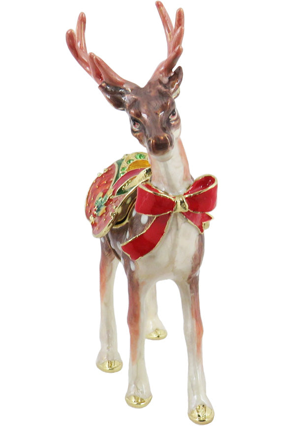 Reindeer Jeweled Trinket Box with Austrian Crystals, Large