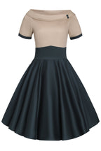 Darlene Retro Beige/Dark Green Swing Dress