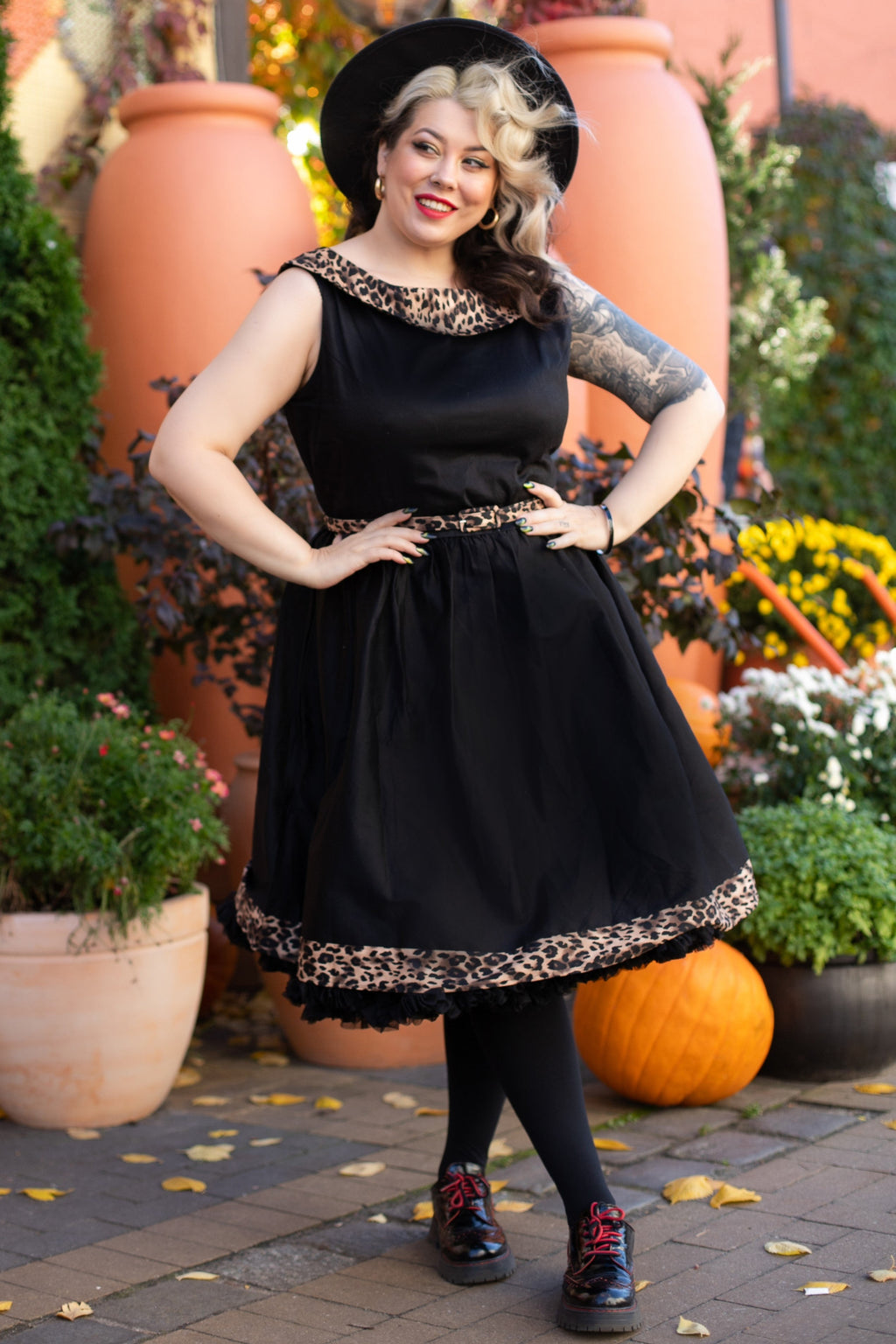 Cindy Retro Dress in Leopard Print