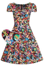 Claudia Retro Pop Art Short Sleeved Swing Dress