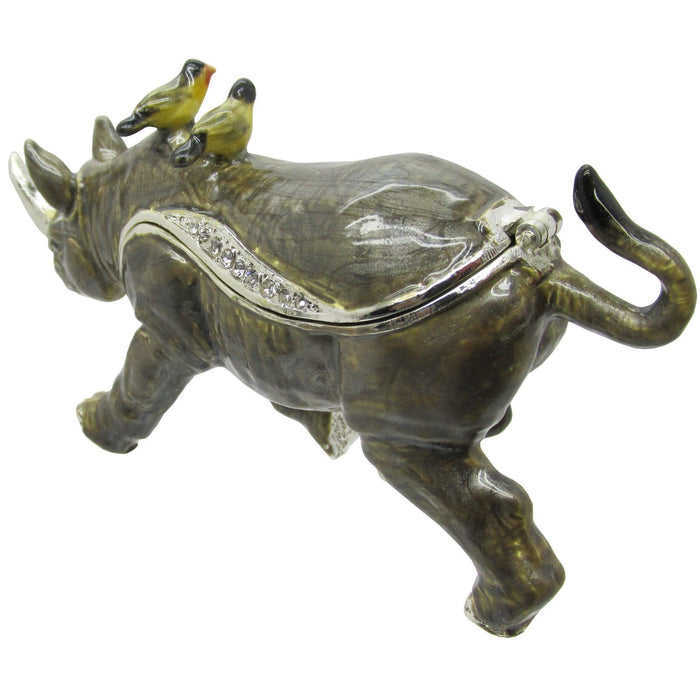 Rhinoceros Jeweled Trinket Box matching Necklace