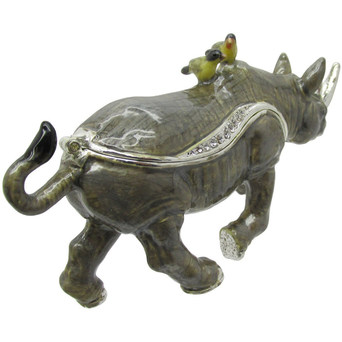 Rhinoceros Jeweled Trinket Box matching Necklace