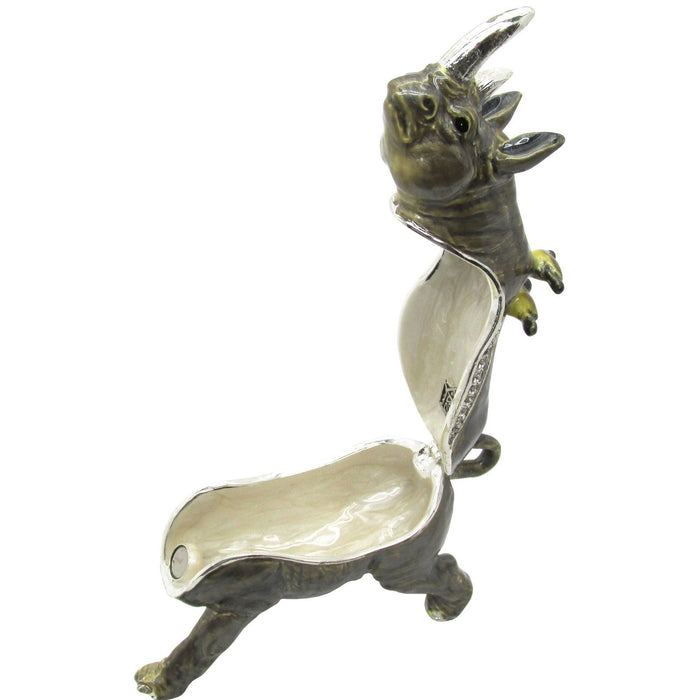 Rhinoceros Jeweled Trinket Box matching Necklace