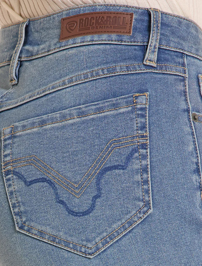 Rock & Roll Cowgirl Women's Sculpted Light Wash High-Rise Bootcut Jeans BW4HD09922