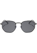 Dime Optics Roxbury Polarized Sunglasses in black grey with edgy square metal frame on rave festival sunglasses — front view