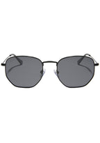 Dime Optics Roxbury Polarized Sunglasses in black grey with edgy square metal frame on rave festival sunglasses — front view