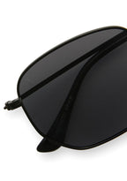 Dime Optics Roxbury Polarized Sunglasses in black grey — detail view
