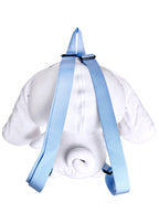 Sanrio Cinnamoroll 3D Plush Backpack in white with 3D shaped Cinnamoroll plush on kawaii rave festival backpack — back view