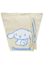 Sanrio Cinnamoroll Convertible Canvas Tote in multicolor with Cinnamoroll character print and convertible tote design — side view