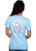 tokidoki x Sanrio Hello Kitty Cinnamoroll Mon Cheri Tee in blue with Mon Cheri Cinnamoroll graphic on cotton kawaii rave tee — back view