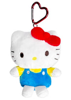 Sanrio Hello Kitty Plush Mascot Carabiner Pouch in white multi with 3D Hello Kitty plush on carabiner pouch festival accessory — front view