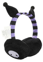 Bioworld Sanrio Kuromi Foldable Cosplay Earmuff in black purple — front view on display