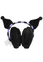 Bioworld Sanrio Kuromi Foldable Cosplay Earmuff in black purple — folded detail view