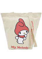 Sanrio My Melody Convertible Canvas Tote in multicolor with My Melody character print and convertible tote design — side view