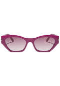 Dime Optics Sawtelle Polarized Sunglasses in glossy berry garnet gradient with cat-eye acetate frame on rave festival sunglasses — front view
