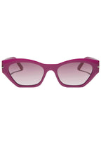 Dime Optics Sawtelle Polarized Sunglasses in glossy berry garnet gradient with cat-eye acetate frame on rave festival sunglasses — front view