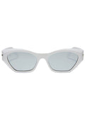 Dime Optics Sawtelle Polarized Sunglasses in glossy white silver mirror with cat-eye acetate frame on rave festival sunglasses — front view