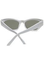 Dime Optics Sawtelle Polarized Sunglasses in glossy white silver mirror — back view