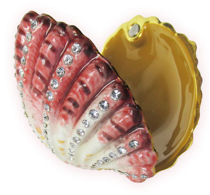 Scallop Shell Jeweled Trinket Box Austrian Crystals