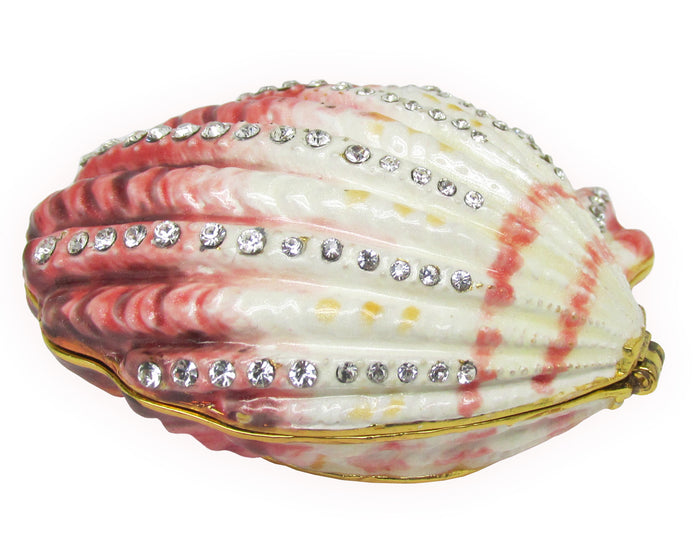 Scallop Shell Jeweled Trinket Box Austrian Crystals