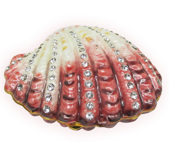 Scallop Shell Jeweled Trinket Box Austrian Crystals
