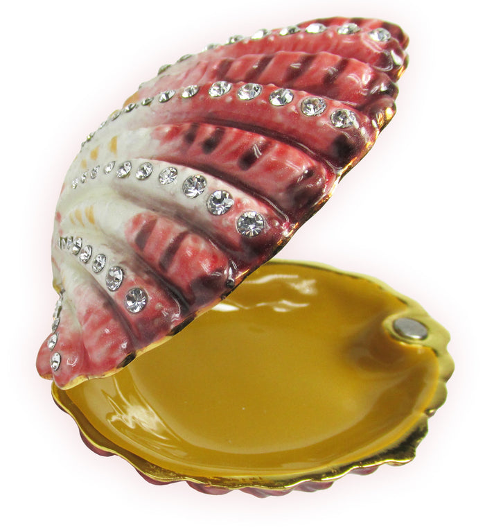 Scallop Shell Jeweled Trinket Box Austrian Crystals