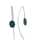 Silver Strike Turquoise Flower Long Hook Earrings D460020733