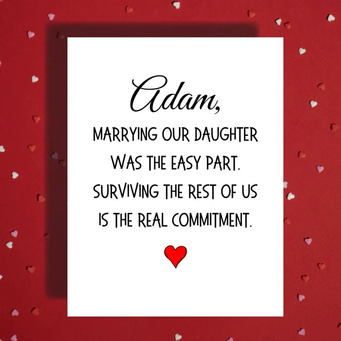 Son-in-Law Greeting Card: Marrying Our Daughter