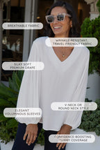 Sophia Round Neck Long Sleeve Top Navy