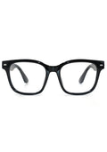 TopFoxx Stella Blue Light Glasses in black with classic frame and anti blue light lenses on rave glasses — front view