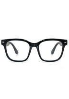 TopFoxx Stella Blue Light Glasses in black with classic frame and anti blue light lenses on rave glasses — front view
