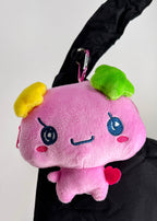 Bandai Tamagotchi Violetchi Plush Mini Pouch in purple with 3D chibi Violetchi plush design and zipper closure — detail view