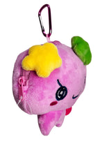 Bandai Tamagotchi Violetchi Plush Mini Pouch in purple with 3D chibi Violetchi plush design and zipper closure — side view