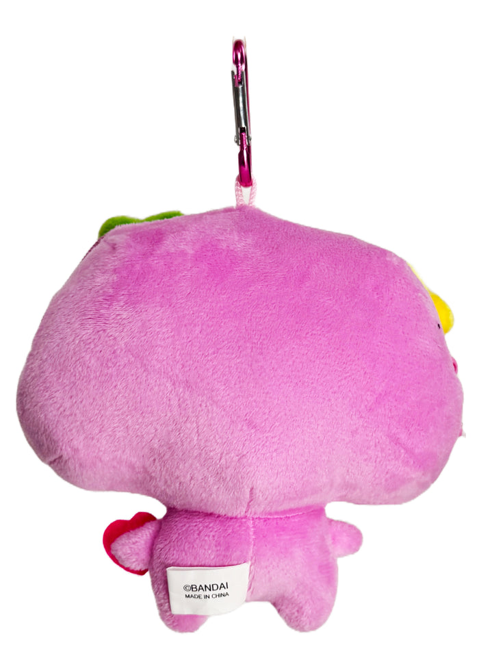 Bandai Tamagotchi Violetchi Plush Mini Pouch in purple with 3D chibi Violetchi plush design and zipper closure — back view